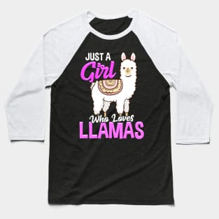 Just A Girl Who Loves Llamas Cute & Funny Lama Baseball T-Shirt